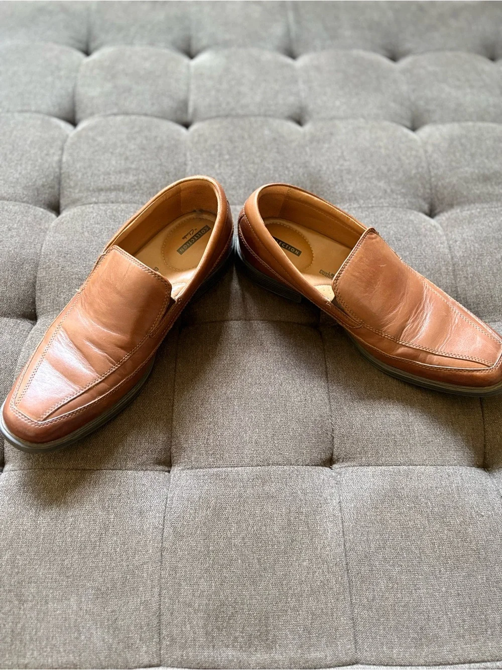 Clarks Men's Dresslite Step Dark Tan Leather Slip-On Loafers